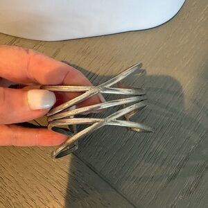 Silver Crisscross Bangle cuff adjustable Bracelet lucky brand